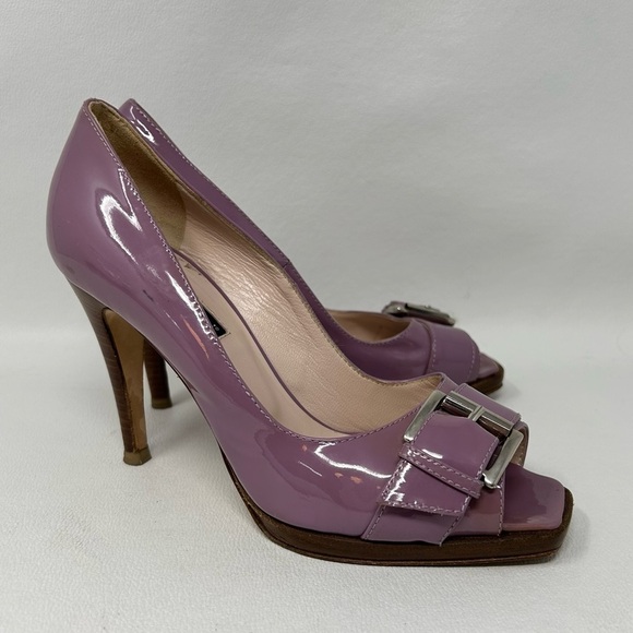Alberto Guardiani Purple Patent Leather with buckle, Open toe Heels Size EU 36.5 - Picture 2 of 16
